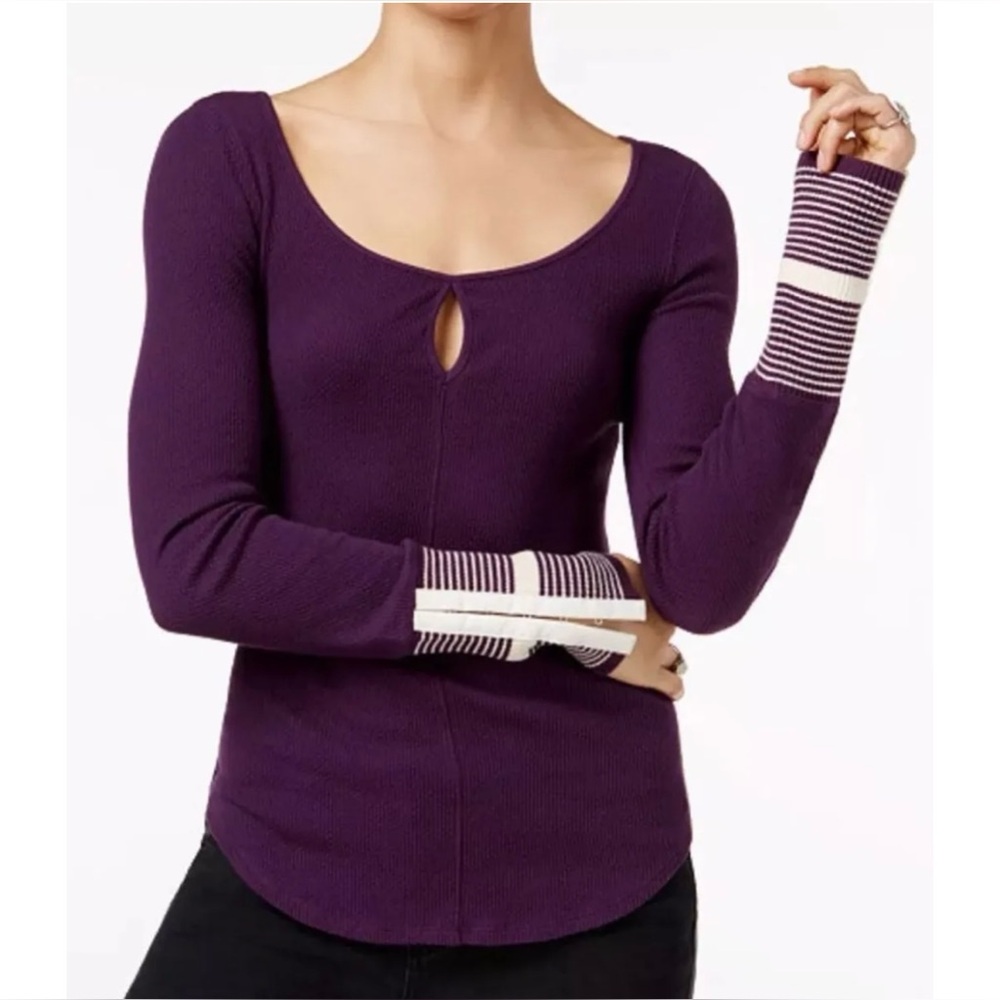 Free People Mod Cuffed Stripe Top